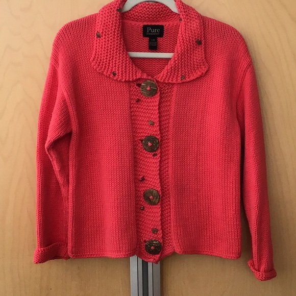 Pure Co Hand Knit Cardigan Sz Sm Neiman 